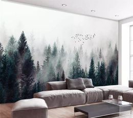 Fonds d'écran beibehang fond d'écran personnalisé 3d p o murale moderne brouillard frais Forest nuage oiseau nordique canapé fond d'écran mur à la maison 220927