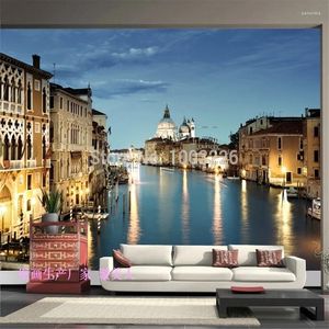 Fonds d'écran beibehangvenice nuit sans couture lotus sandstone relief tv wall papier peint wallpoard personnaliser les peintures murales papel de paede po