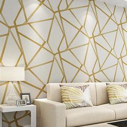 Fonds d'écran beige en papier géométrique papier peint roll or triangle de luxe mur de luxe décor