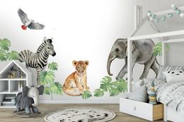 Fonds d'écran Grand Wallsticker Set pour enfants safari animaux Wall Decal Cub Afrique Aquarelle Decal Set pépinière Peler et coller Pépinière wa 230505