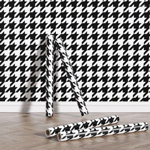 Wallpapers zwart-wit Houndstooth muurstickers meubels behang zelfklevend gemakkelijk te reinigen woonkamer slaapkamer