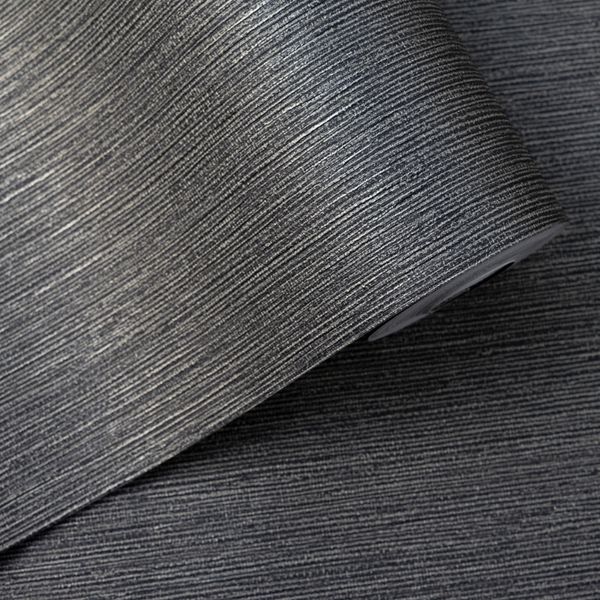 Fondos de pantalla Negro Llano Sólido Grasscloth Textured Wallpaper Rayas Metálicas Papel Trasero Vinilo Pared Decoración de la habitación 220927