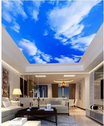 Fonds d'écran bleu et blanc salon chambre plafond 3D papier peint non tissé rouleau décoration de la maison Parded Papel