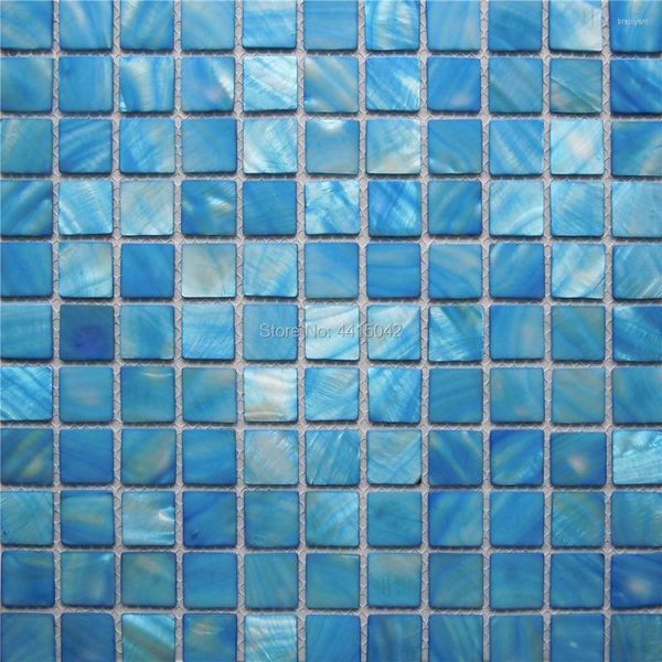 Fonds d'écran bleu nacre mosaïque carrelage pour la décoration de la maison dosseret et salle de bain mur AL089 2 mètres carrés/lot