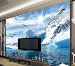Fondos de pantalla Blue Sky Baiyun Snowin Mountain Scenic Mural Sala de estar de fondo Muro