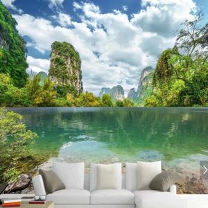 Wallpapers Blue Sky Sky Lake Nature Wall Paper HD Mural Embossed Flower Po Living Room Home Decor Para La Casa