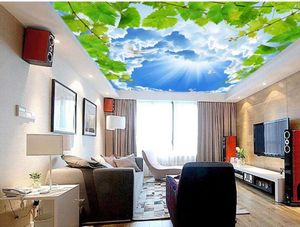 Wallpapers Blue Sky Dweons Leafy wijnstokken plafond fresco muurschilderingen behang woning decoratie