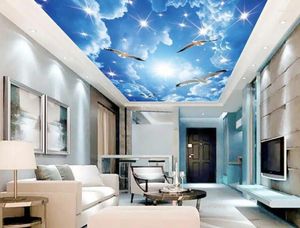Fonds d'écran Blue Sky Seagull Plafond 3D Murale de fond de mur mural personnalisé