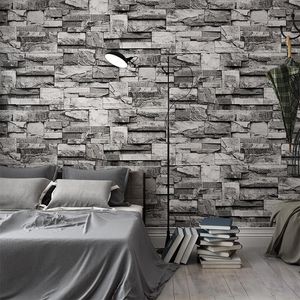 Fonds d'écran motif de brique maison imperméable moderne papier peint en pierre 3D pour salon chambre à coucher revêtement mural empilé
