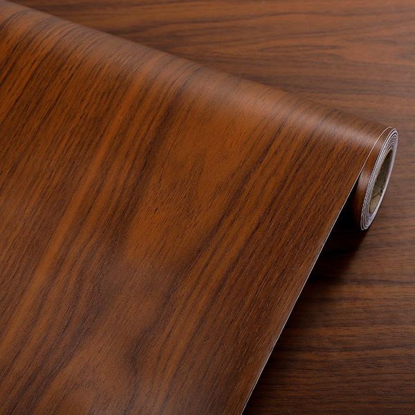 Papel tapiz marrón de madera de cerezo, papel tapiz autoadhesivo impermeable grueso, pegatina de grano, escritorio, cocina, renovación de muebles antiguos