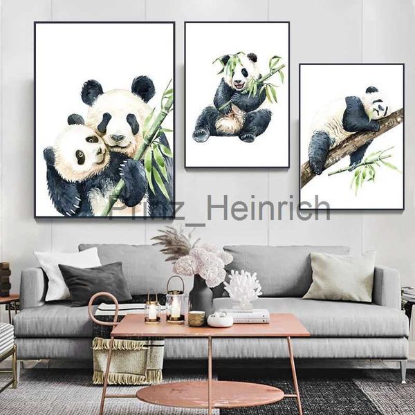 Fondos de pantalla Animal de dibujos animados Pintura abstracta de la lona Mural moderno Lindo Panda Perro Póster e impresión Imagen de arte de pared para sala de estar Decoración para el hogar J230704