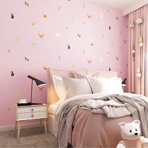 Fondos de pantalla Dibujos animados lindo mundo animal papel tapiz no tejido rosa princesa habitación niño dormitorio niña paraíso infantil etiqueta de la pared