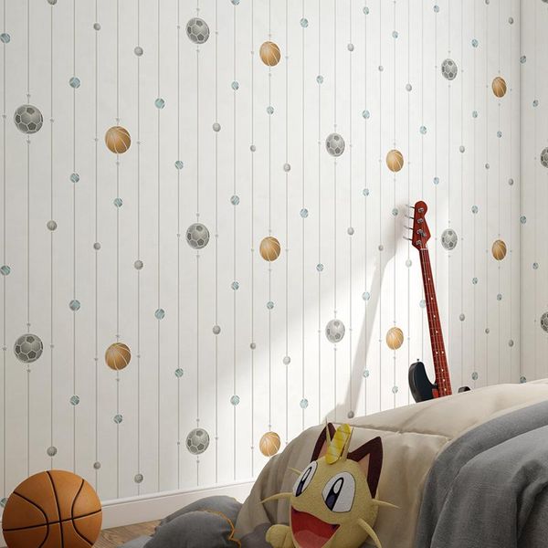 Fonds d'écran Dessin animé Football Papier peint pour enfants Chambre Bleu Jaune Rouleau Enfants Garçon Filles Chambre Murs Papel Pintado