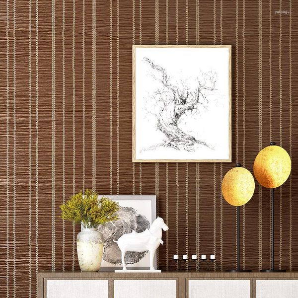 Papel tapiz de estilo Retro chino, papel tapiz clásico de imitación para restaurante, tejido de bambú, pegatinas de pared de PVC duraderas impermeables gruesas