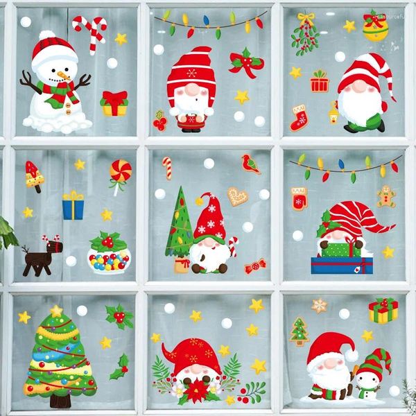 Fonds d'écran Décoration de Noël Fenêtre Sticker mural Porte en verre électrostatique PVC Autocollants Set 20 30 cm 9pcs Chambre d'enfants du Père Noël