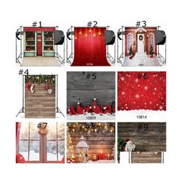 Fonds d'écran Décors De Noël Pour P Ographie Flocon De Neige Microfibre O Fond Rouge Booth Toile De Fond Décor À La Maison Xmas Drop Delivery Garde Otjov