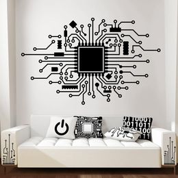 Wallpapers Circuit Board Technology Computer Wall Sticker CPU IT Digitale muziekproducent Hacker Gamer Wall Decal Slaapkamer Vinyl Decor 230505