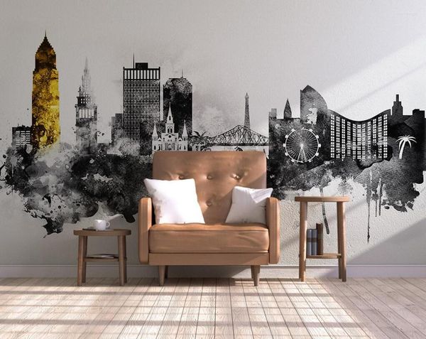 Fondos de pantalla CJSIR Arte personalizado Ciudad Arquitectura Mural Papel tapiz 3D Dormitorio Sala de estar TV Sofá Fondo Papel de pared Pegatinas Decoración del hogar