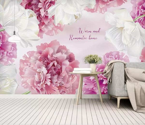 CJSIR personnalisé enfants chambre mur 3d papier peint mode rose violet moderne fond papiers décor à la maison Papel Pintado