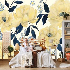 Wallpapers cjsir Custom Noordse retro rose bloem wallpaps voor woonkamer decoratie tv achtergrond 3d muurschildering muurpapieren thuis decors