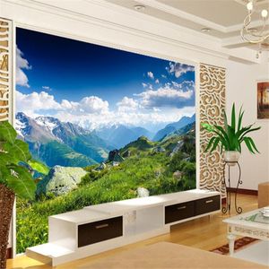 Fondos de pantalla CJSIR Papel de pared personalizado Montañas Invierno Alpes Nieve Naturaleza Papel tapiz 3D Sala de estar TV Pared Dormitorio Papel mural