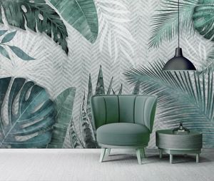 CJSIR personnalisé Po 3d papier peint moderne dessiné à la main feuilles tropicales salon chambre fond papiers peints décors à la maison