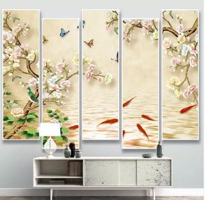 Wallpapers cjsir Custom PO 3D Wallpaper Peach Blossom Bloom Rich Butterfly Elegant Noble Achtergrond Wall Papers Home Decor