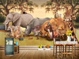 Wallpapers CJSIR Custom Wallpaper Afrikaanse Savannah Animal Cartoon Muurschilderingen Home Decor Woonkamer Slaapkamer Achtergrond 3d