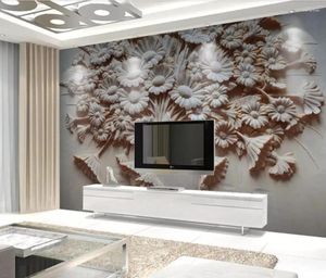 Wallpapers cjsir Custom Wallpaper Mural 3D reliëf vaas Bloemarrangement Achtergrond Wall Painting Papel de Parede Decors