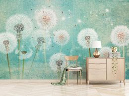 Wallpapers CJSIR personalizado papel de parede mural nórdico simplicidade bela sonhadora dandelion pintura decorativa 3d para paredes