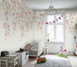 Wallpapers cjsir aangepaste aquarel bloemen kleine verse wallpaper 3d slaapkamer tv -achtergrond Papel muurschildering muurpapieren woning decor decoratie