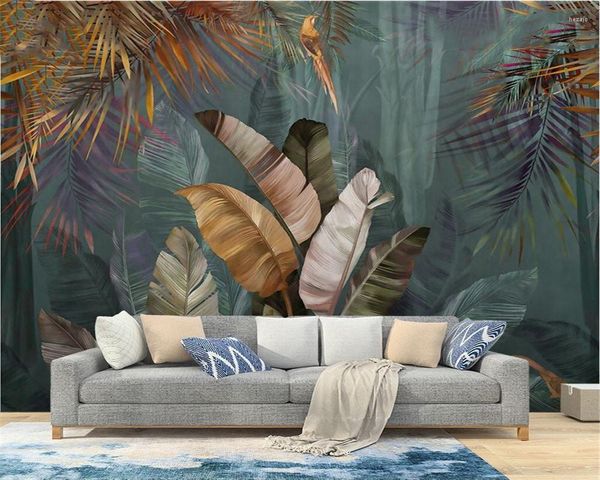 Fondos de pantalla CJSIR plantas tropicales papel tapiz del sudeste asiático para sala de estar TV Fondo Mural 3d papel de pared dormitorio que cubre el hogar