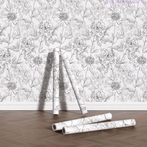 Wallpapers klassieke schets bloem achtergrond verwijderbaar behang chic decor meubels kast sticker vintage waterdicht contactpapier