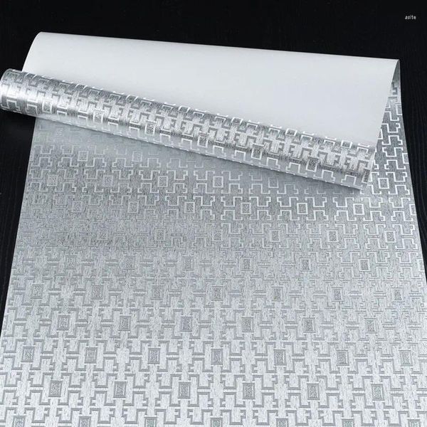 Fondos de pantalla Papel tapiz de estilo chino clásico Patrón de cuadrícula geométrica Sala de estar 3D Zen Budista Hall Hogar Oro Plata Papel de pared parpadeante