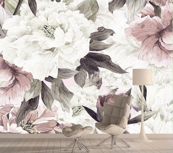 Fondos de pantalla Clásico Floral Rose Nature 3d Wallpaper Papel de contacto Murales Papeles de pared Decoración para el hogar para la sala de estar