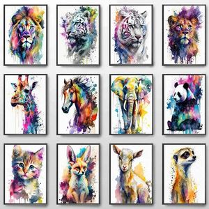Fondos de pantalla Póster de pintura de animales coloridos Cat Lion Tiger Caballo Fondos de pantalla Sala de estar Modern Home Decoración J240505