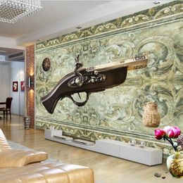 Wallpapers Commission 3D Wallpaper For Walls Decorative Wall Paper Achtergrond Retro Pistol Mural Home Improvement