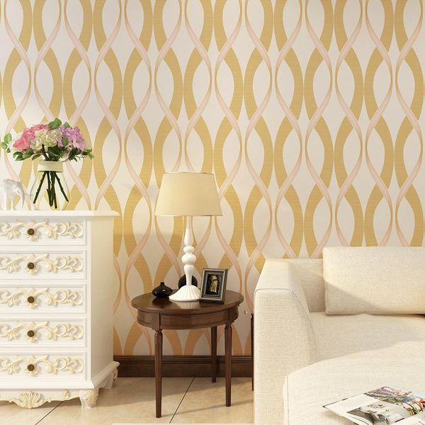 Papiers peints contemporains et contractés Wind Solid Geometry Stripe Papier peint non tissé The Living Room Bedroom Full Shop TV