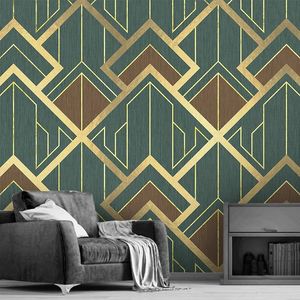 Wallpapers Custom 3D creatief geometrisch patroon goudlijnen grote muurschildering moderne el slaapkamer woonkamer bank tv achtergrond po wallpaper