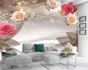 Papeles pintados personalizados 3d flor papel pintado delicado rosa blanco tambor paisaje pintura romántica decoración interior Mural de seda