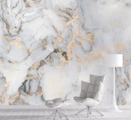 Fonds d'écran Mélange personnalisé 3d Gold Marble Painting Wallpaper Mur pour le salon Sofa Fond Papier Paper Home Peel Stick Roll9461050