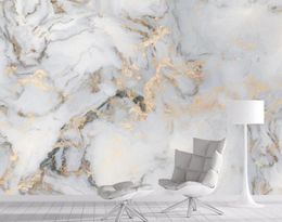 Fonds d'écran personnalisés 3D Gold Marble Match Painting Wallpaper Mur pour le salon Sofa Fond Papier Paper Home Peel Stick Roll1539211