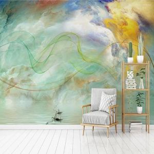Fonds d'écran personnalisés 3D nuages ​​atmosphériques modernes motif d'art en ligne TV canapé chambre fond papier peint mural