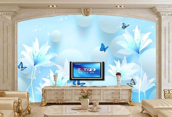 Fondos de pantalla Mural 3D personalizado. Esfera estéreo creativa Fantasía Azul Rosa Papel tapiz Sala de estar TV Sofá Pared Dormitorio Papel de pared