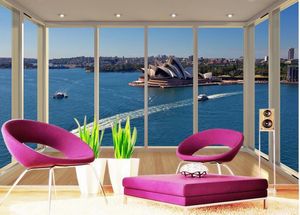 Fondos de pantalla Custom 3d Mural Wallpaper Balcón Vistas de la Ópera de Sydney Sala de estar TV Telón de fondo Dormitorio Po
