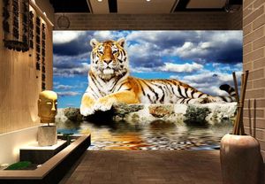 Wallpapers Custom 3D Mural Wallpaper Beautiful Pography Tiger Down the Achtergrond Muur Decoratie schilderen