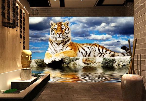 Fondos de pantalla Personalizado 3D Mural Wallpaper Hermosa Pografía Tigre Abajo El Fondo Decoración de la Pared Pintura