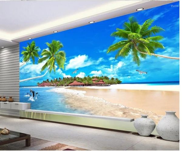 Fonds d'écran personnalisé 3D papier peint mural vue sur la mer paysage salon TV toile de fond chambre po