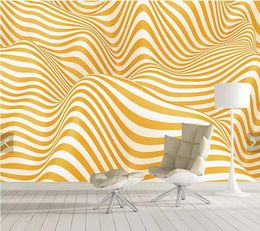 Wallpapers Custom 3d Papel de paede abstract fresco wavy à rayures à rayures pour le salon fond de chambre arrière décor de la maison fond d'écran