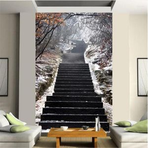 Fonds d'écran personnalisé 3D Po Nature automne érable flétri escaliers escaliers panoramique mural pour allée passerelle papier peint Papel De Parede